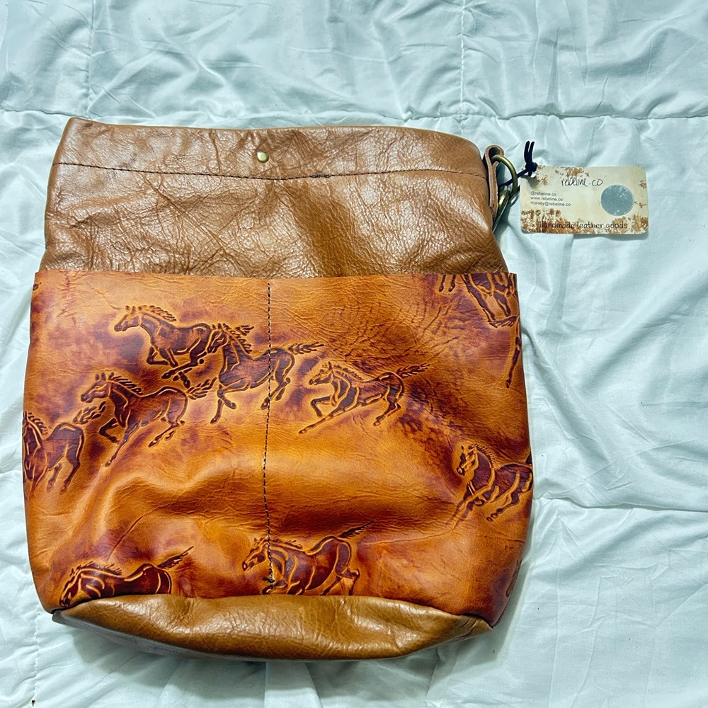 Brown Leather Horse-Embossed Women's Bag